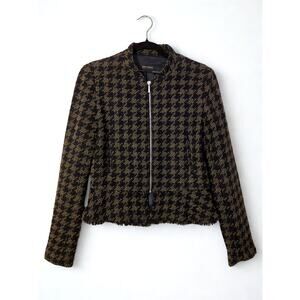 Zara Tweed Cropped Jacket Women’s Size M Textured Zip Front Outerwear